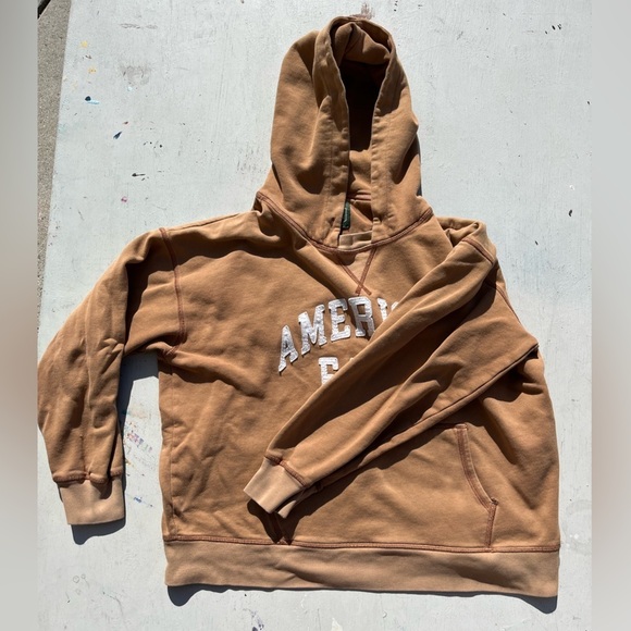 Women's American Eagle Sweatshirt Beige Spell-Out XS Casual College Preppy City - Picture 8 of 16